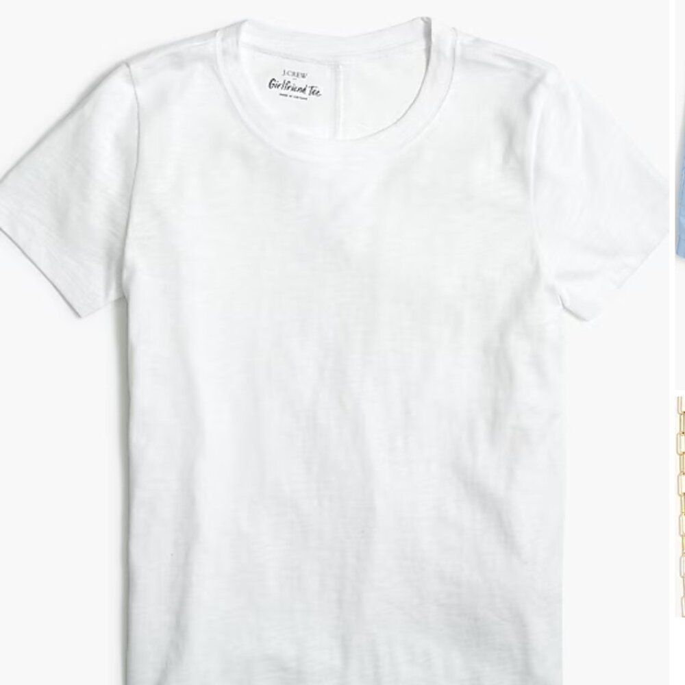 J. Crew Factory White Girlfriend Short Sleeve Tee Shirt NWT